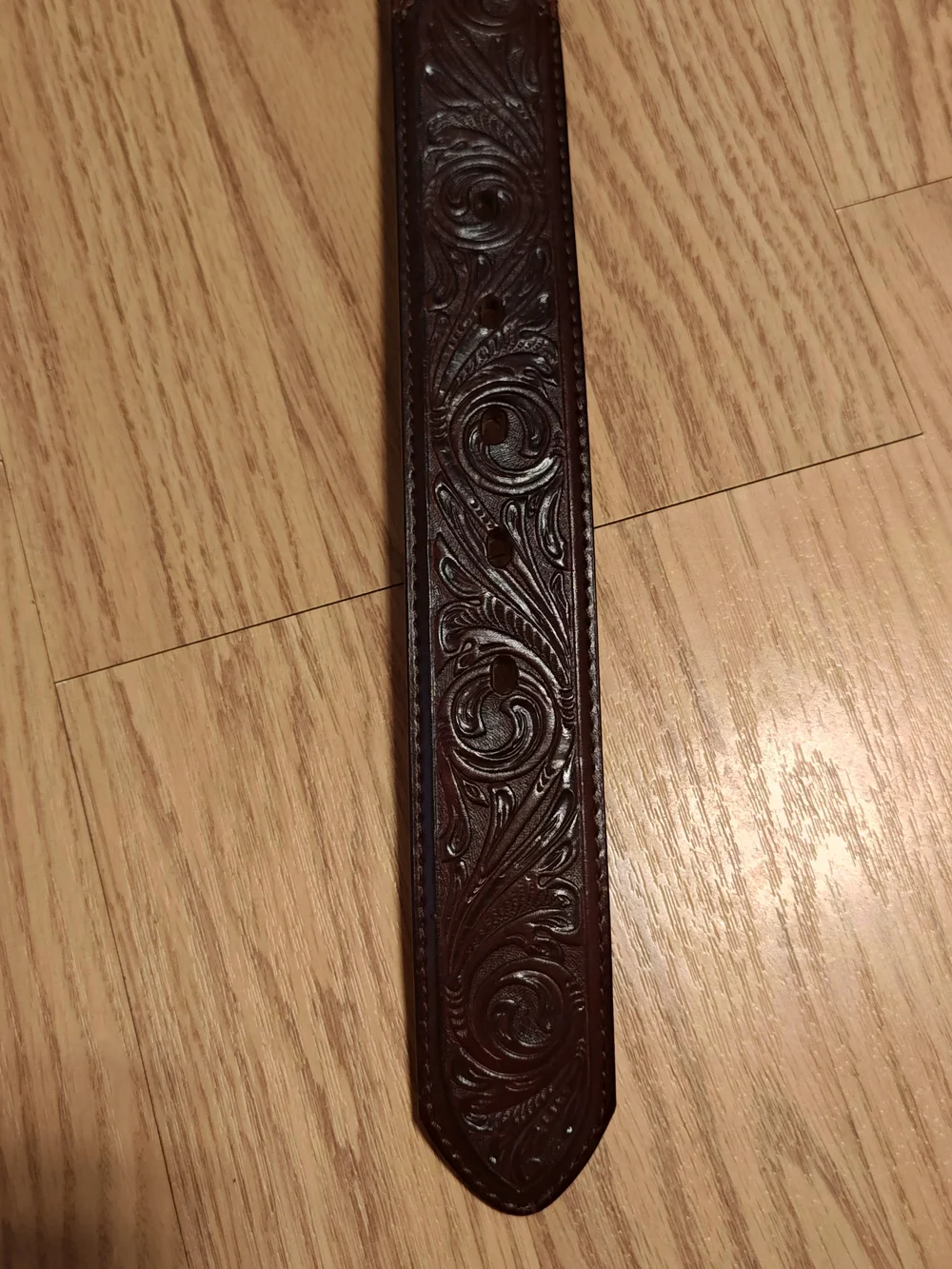 Justin Men's Western Tooled Brown Leather & Braided Horsehair Belt - Size 36